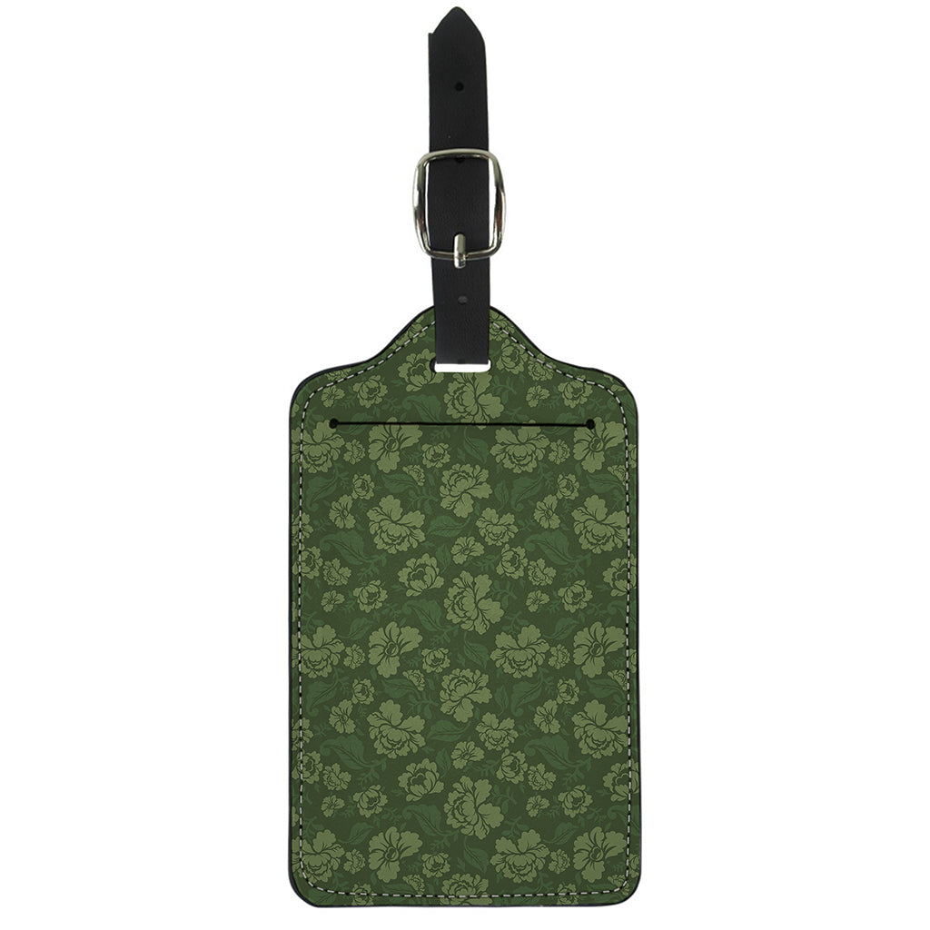 Military Green Camo Flower Pattern Print Luggage Tag
