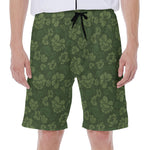 Military Green Camo Flower Pattern Print Men's Beach Shorts