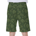 Military Green Camo Flower Pattern Print Men's Beach Shorts