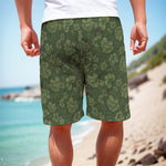 Military Green Camo Flower Pattern Print Men's Cargo Shorts