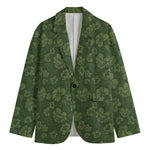 Military Green Camo Flower Pattern Print Men's Cotton Blazer