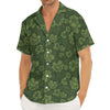 Military Green Camo Flower Pattern Print Men's Deep V-Neck Shirt