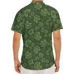 Military Green Camo Flower Pattern Print Men's Deep V-Neck Shirt