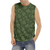Military Green Camo Flower Pattern Print Men's Fitness Tank Top