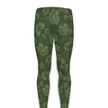 Military Green Camo Flower Pattern Print Men's Leggings