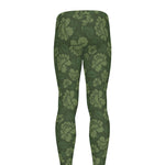 Military Green Camo Flower Pattern Print Men's leggings