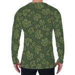 Military Green Camo Flower Pattern Print Men's Long Sleeve T-Shirt