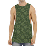 Military Green Camo Flower Pattern Print Men's Muscle Tank Top