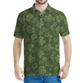 Military Green Camo Flower Pattern Print Men's Polo Shirt