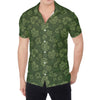 Military Green Camo Flower Pattern Print Men's Shirt