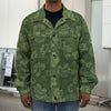 Military Green Camo Flower Pattern Print Men's Shirt Jacket