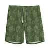 Military Green Camo Flower Pattern Print Men's Sports Shorts