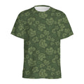 Military Green Camo Flower Pattern Print Men's Athletic T-Shirt
