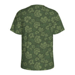 Military Green Camo Flower Pattern Print Men's Sports T-Shirt