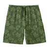 Military Green Camo Flower Pattern Print Men's Swim Trunks