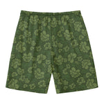 Military Green Camo Flower Pattern Print Men's Swim Trunks