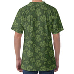 Military Green Camo Flower Pattern Print Men's Velvet T-Shirt