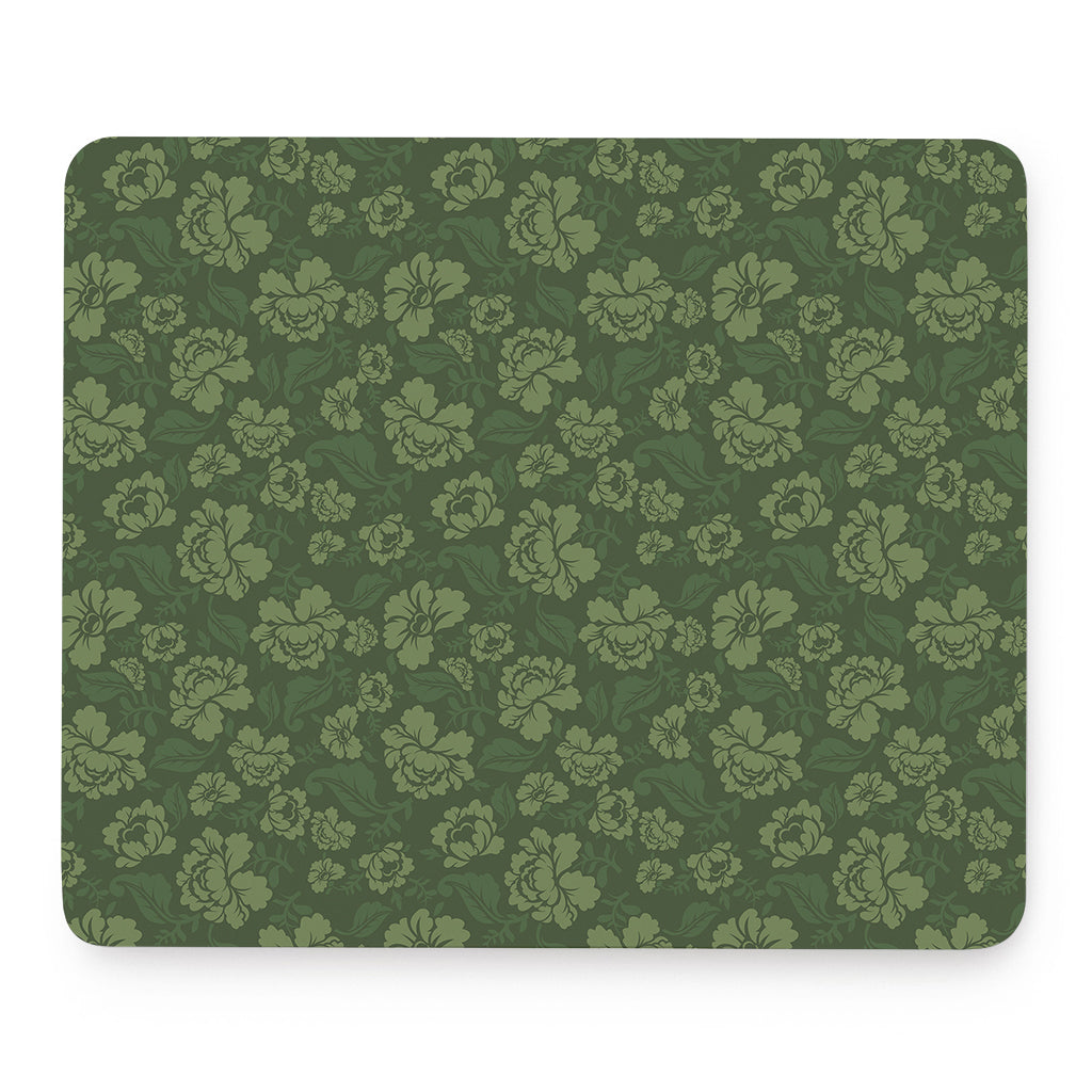 Military Green Camo Flower Pattern Print Mouse Pad