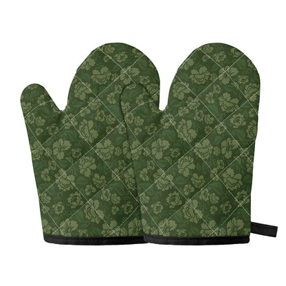 Military Green Camo Flower Pattern Print Oven Mitts