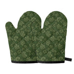 Military Green Camo Flower Pattern Print Oven Mitts
