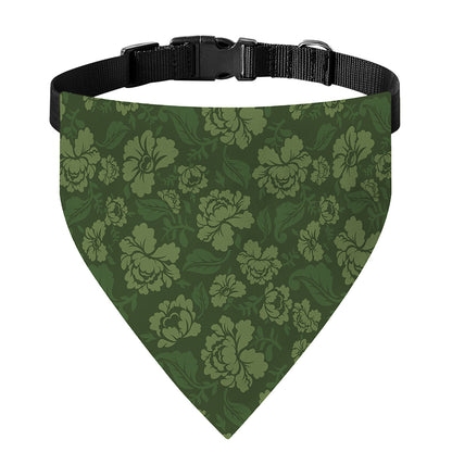 Military Green Camo Flower Pattern Print Over The Collar Dog Bandana