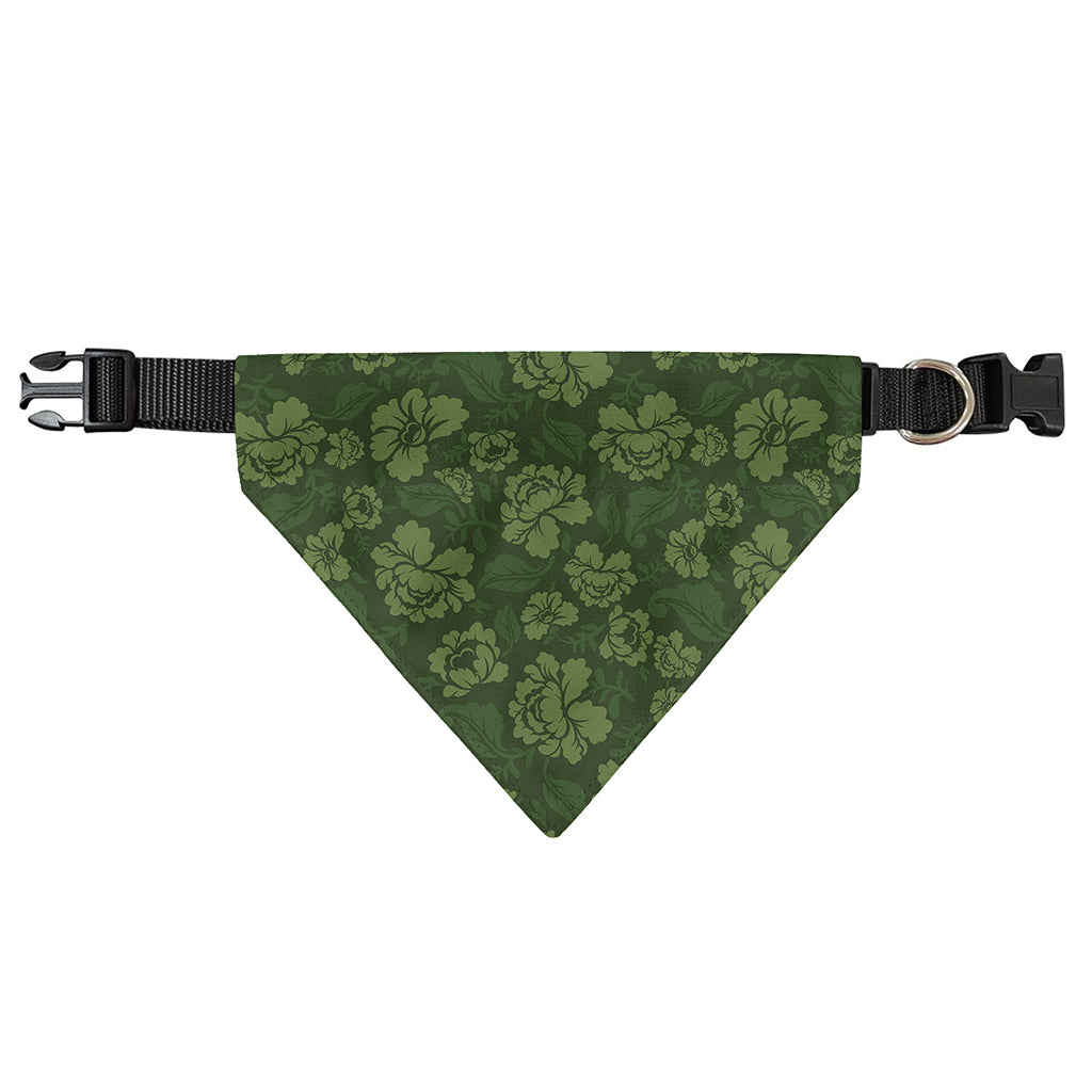 Military Green Camo Flower Pattern Print Over The Collar Dog Bandana