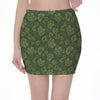 Military Green Camo Flower Pattern Print Pencil Mini Skirt