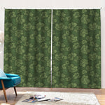 Military Green Camo Flower Pattern Print Pencil Pleat Curtains