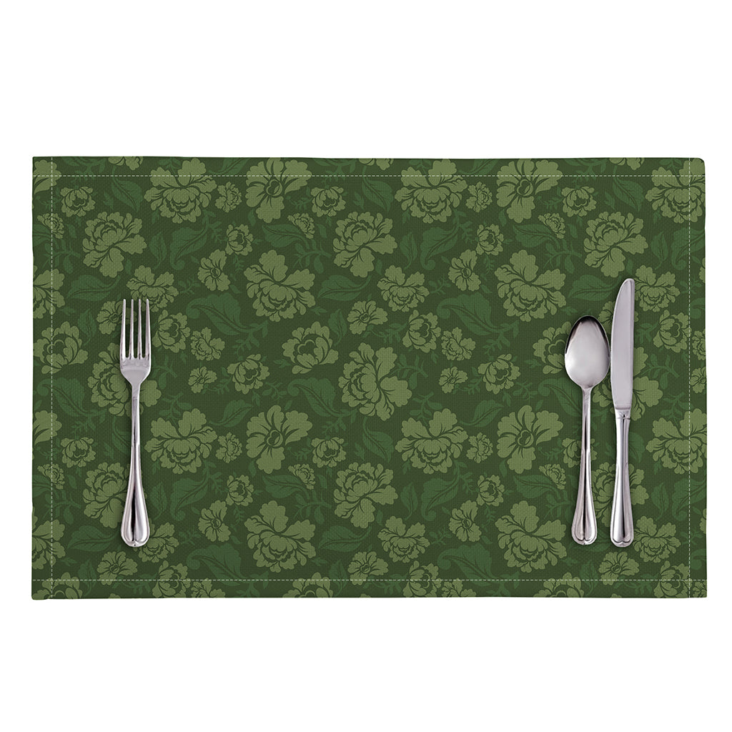 Military Green Camo Flower Pattern Print Placemat