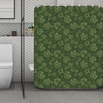 Military Green Camo Flower Pattern Print Polyester Shower Curtain