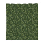 Military Green Camo Flower Pattern Print Polyester Shower Curtain