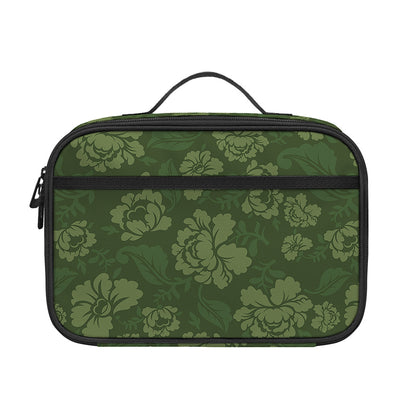 Military Green Camo Flower Pattern Print Portable Lunch Bag