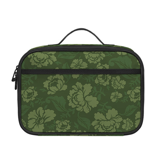 Military Green Camo Flower Pattern Print Portable Lunch Bag