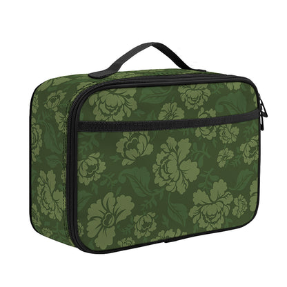 Military Green Camo Flower Pattern Print Portable Lunch Bag