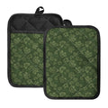 Military Green Camo Flower Pattern Print Pot Holders With Pocket