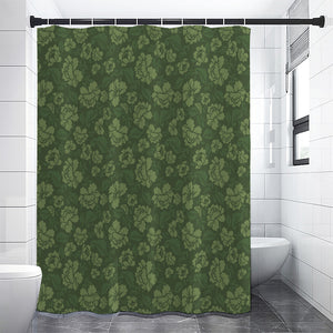 Military Green Camo Flower Pattern Print Premium Shower Curtain