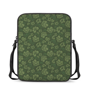 Military Green Camo Flower Pattern Print Rectangular Crossbody Bag