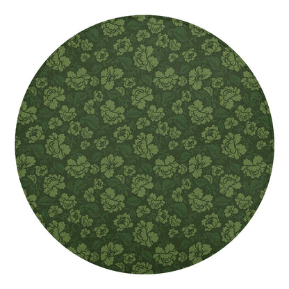 Military Green Camo Flower Pattern Print Round Blanket