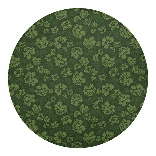 Military Green Camo Flower Pattern Print Round Blanket