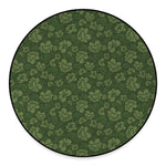 Military Green Camo Flower Pattern Print Round Floor Mat