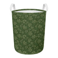 Military Green Camo Flower Pattern Print Round Laundry Basket