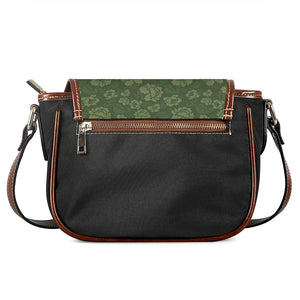 Military Green Camo Flower Pattern Print Saddle Bag