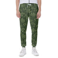 Military Green Camo Flower Pattern Print Joggers