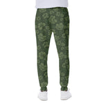 Military Green Camo Flower Pattern Print Scuba Joggers