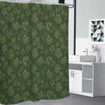 Military Green Camo Flower Pattern Print Shower Curtain