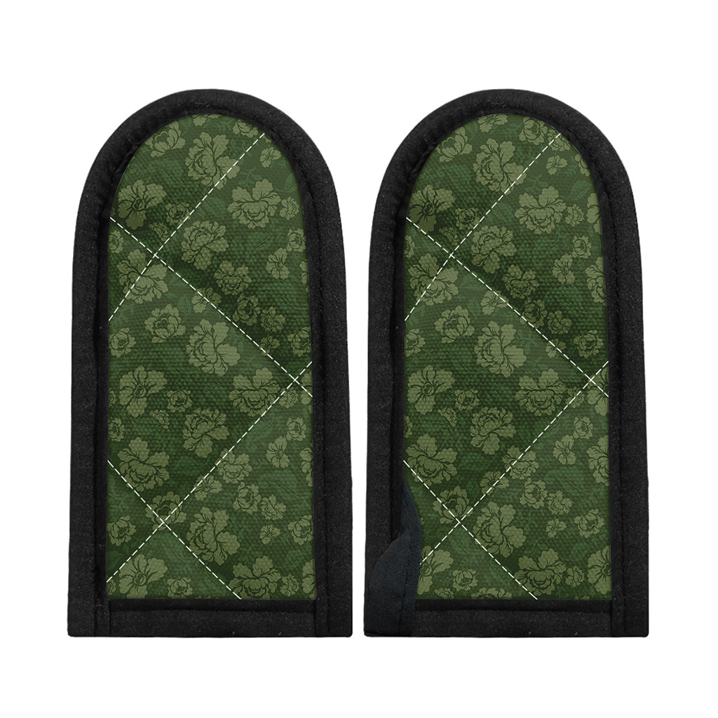 Military Green Camo Flower Pattern Print Skillet Handle Cover