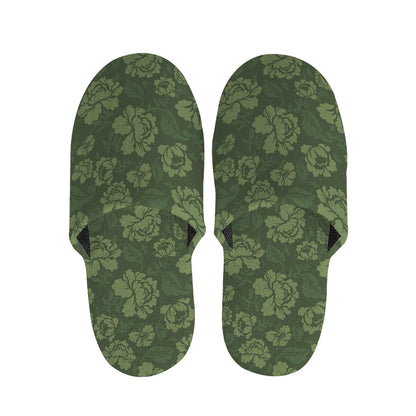 Military Green Camo Flower Pattern Print Slippers