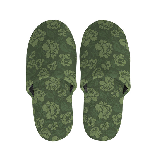 Military Green Camo Flower Pattern Print Slippers