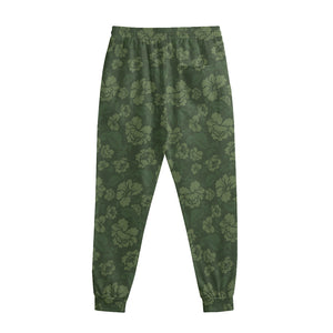 Military Green Camo Flower Pattern Print Sweatpants