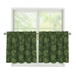 Military Green Camo Flower Pattern Print Tier Curtains